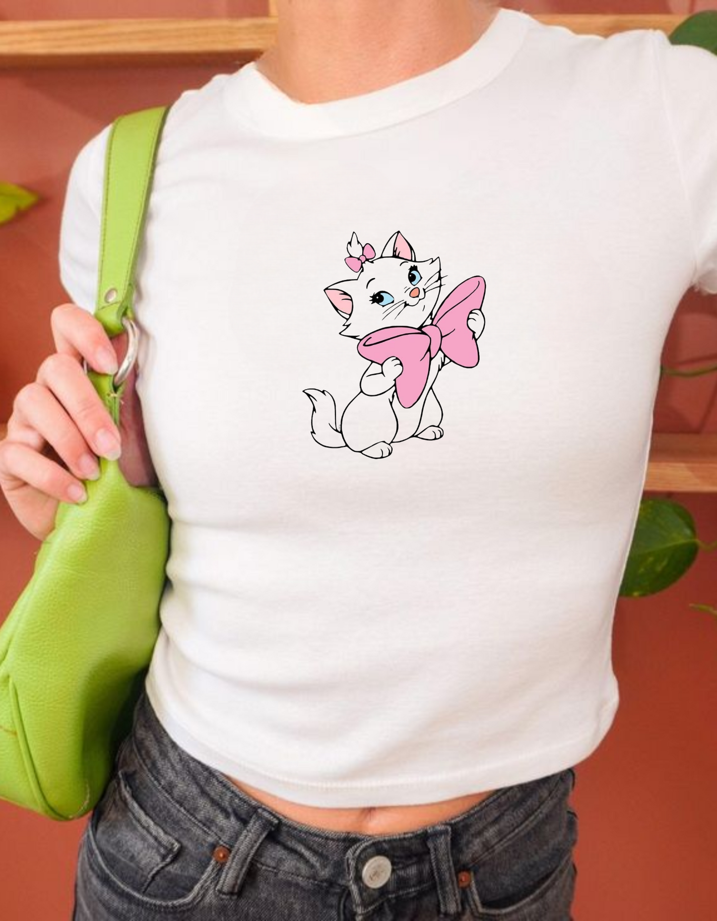 Marie The Aristocats Holding a Bow Baby Tee