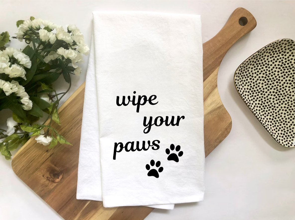 "Wipe Your Paws" Tea Towel