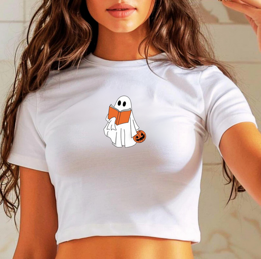 Bookish Ghost Halloween Baby Tee