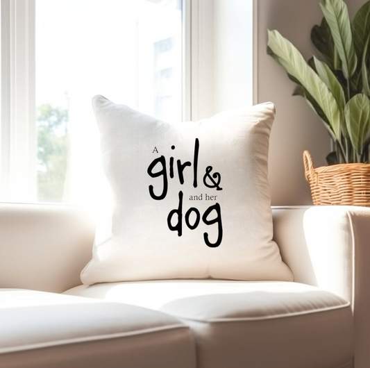 A Girl & Her Dog Pillow Cover