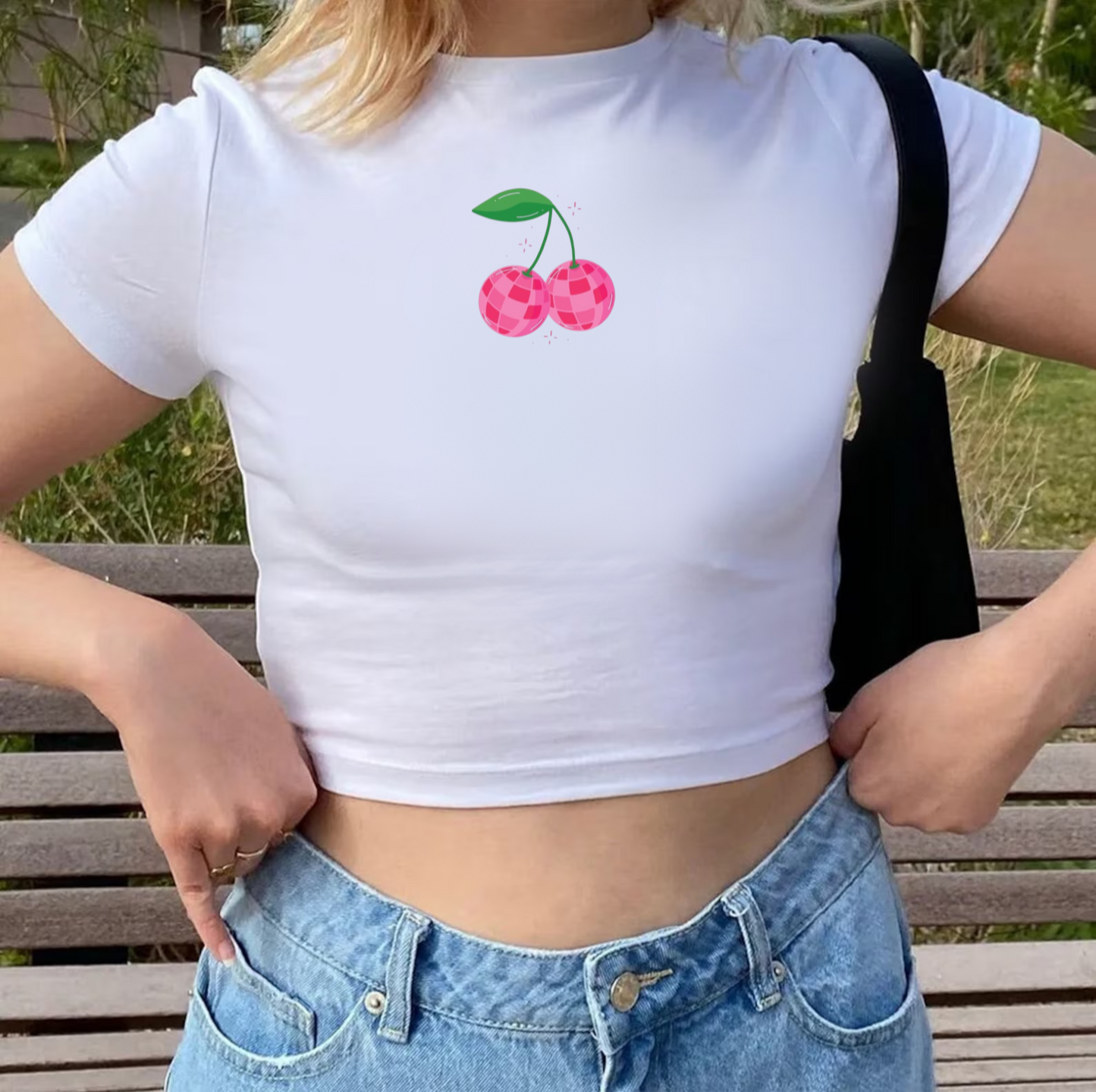 Pink Cherry Disco Balls Baby Tee